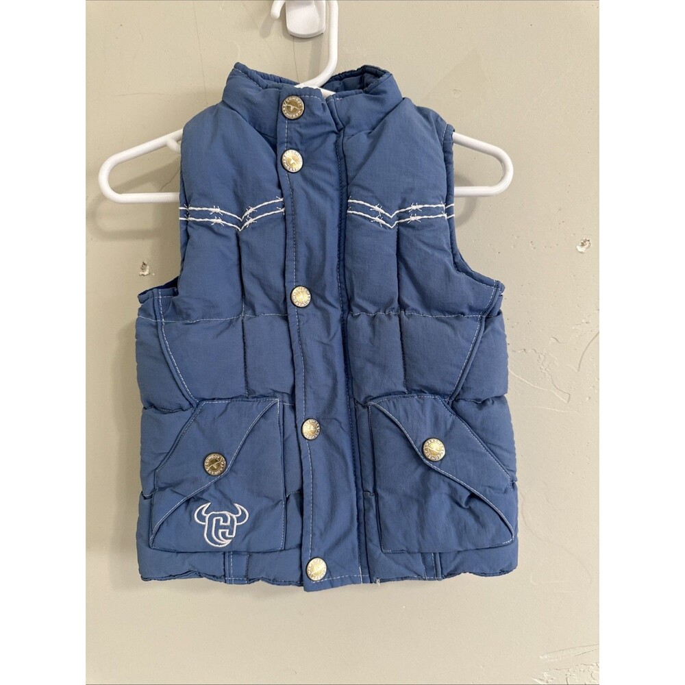 Cowboy Hardware 12 Months Blue Puffer Vest Horse Embroidery Baby